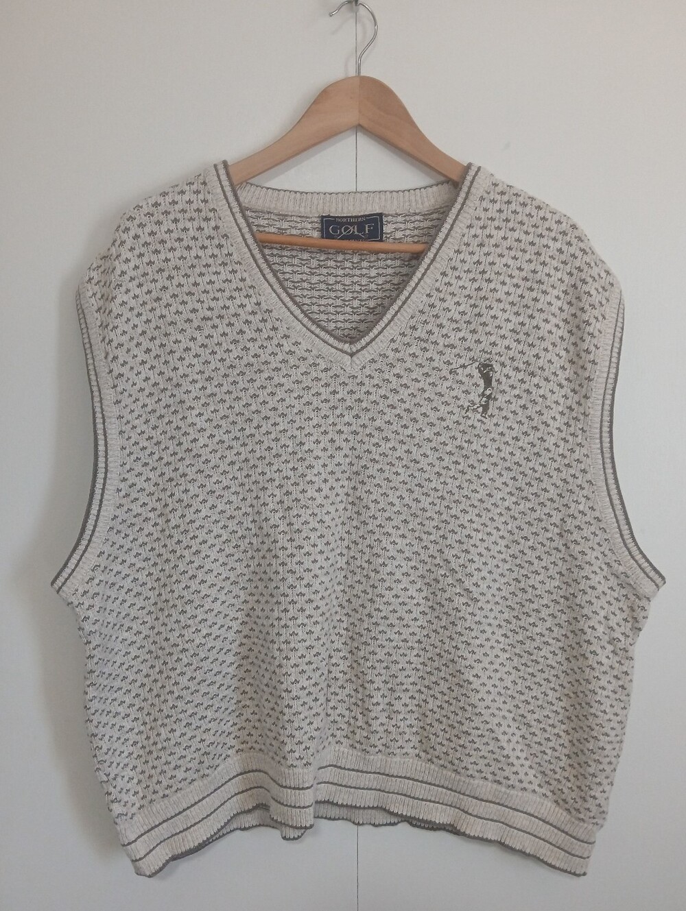 ​Vintage 90s Northern Elements Golf Sweater Vest Beige Sage Green Mens XXL